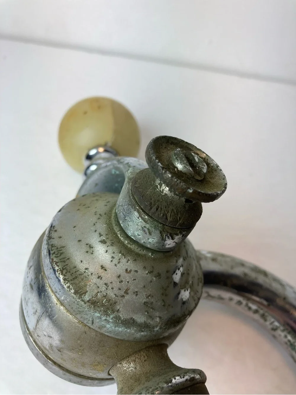 Antique Soda Jerk Gooseneck Draft Fountain Handle With Marble Knob / Spout Head